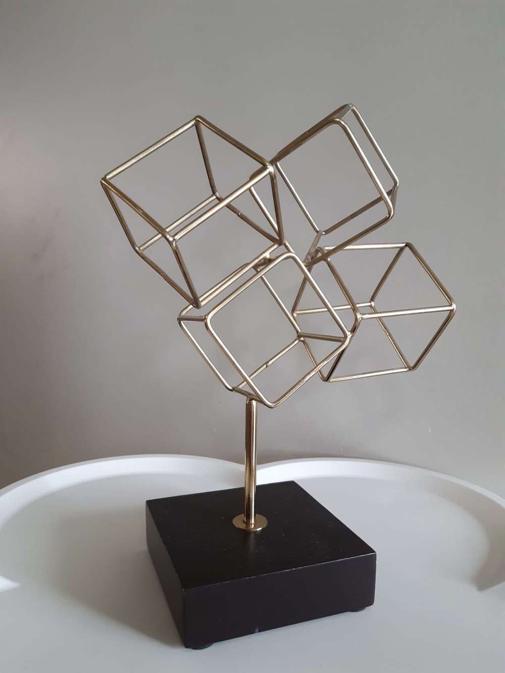 *2 for $20 deal* Ikea Gold Wire Cube Sculpture on Black Base